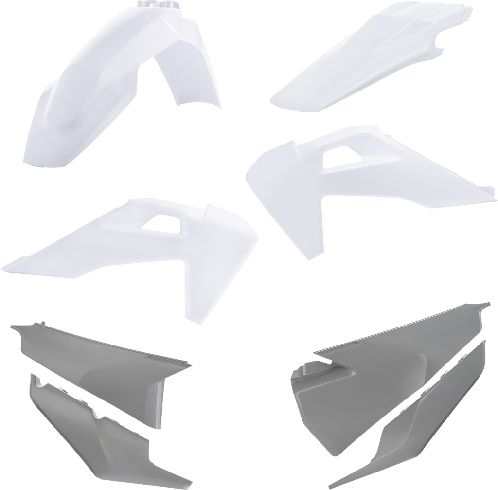 Acerbis plastic body kit for Hus motorcycle, original 2022 model, in black with detailed design, fits Hus motorcycle models.
