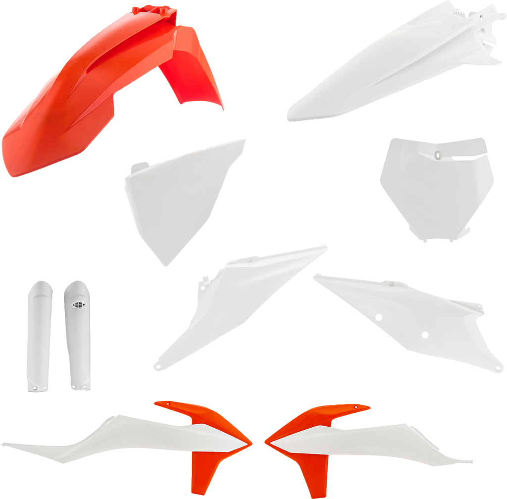 Acerbis KTM 2022 plastic body kit with black and white panels, designed for KTM motorcycle models.