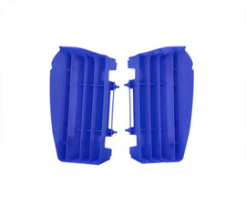 Acerbis radiator louvers for Yamaha motorcycle, blue body protection parts, showcasing the sleek design and brand logo.