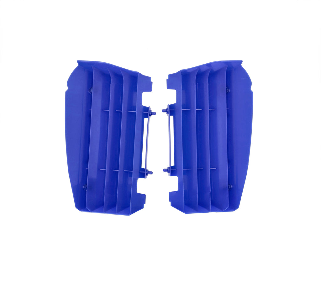 Acerbis radiator louvers in blue for Yamaha motorcycles, made of durable body material, designed to enhance cooling and style.