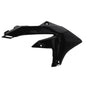 Acerbis black radiator shroud for Yamaha, body part, with vent openings, designed for motorcycle cooling system.