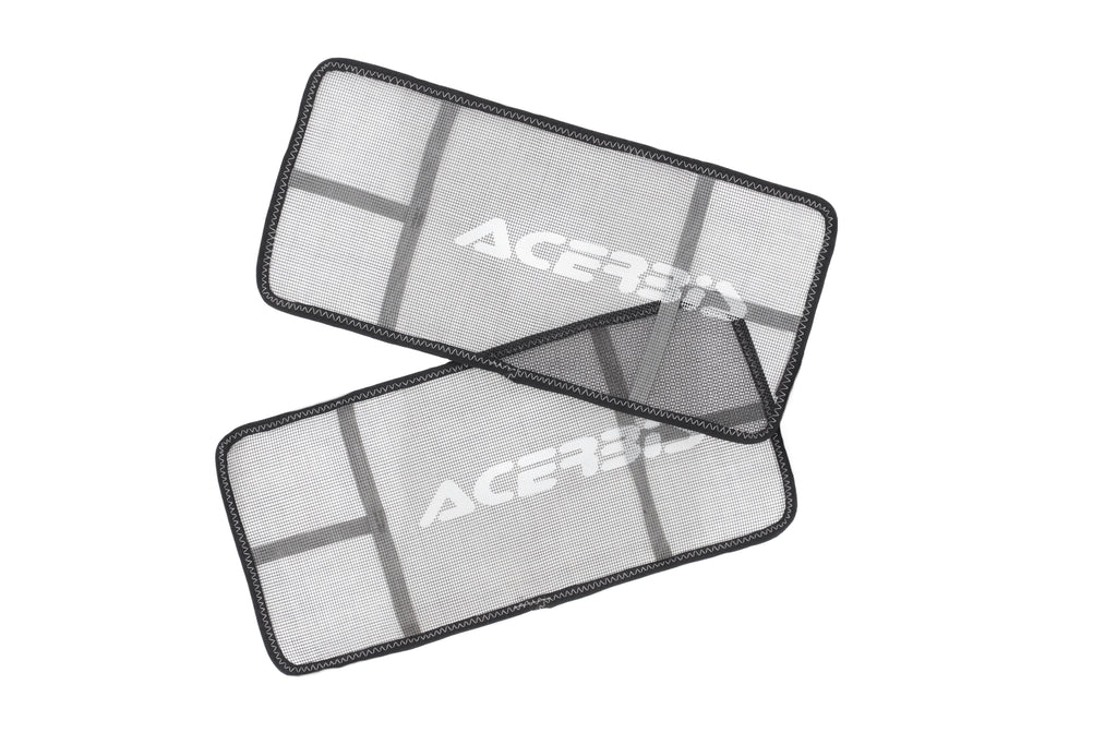 Acerbis U-Ret radiator louvers in black, motorcycle body part with vented design for cooling and protection.