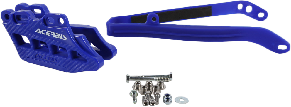 Acerbis Yamaha YZF drive chain guide and slider kit, showing the black metal components with mounting brackets and roller.