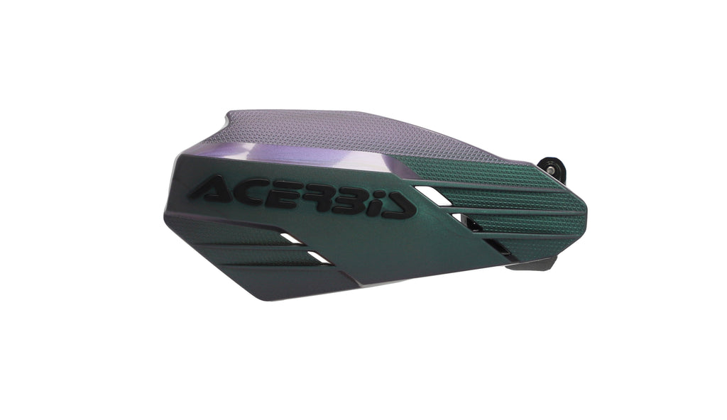 Acerbis Linear Handguards Chameleon for motorcycles, black and green color with protective design and mounting hardware.