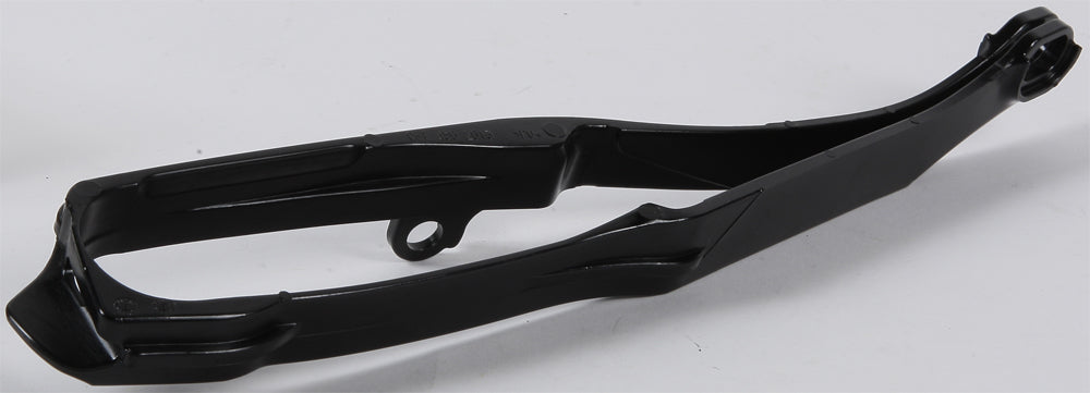 Acerbis black chain slider for motorcycle, part number 23677-20001, showing the sleek black plastic component with mounting holes.