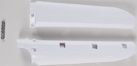 Acerbis white fork covers for motorcycle suspension, model 24047-30002, shown on a clean white background.
