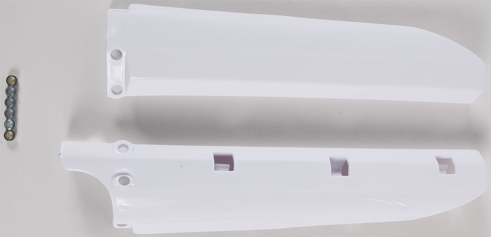 Acerbis white fork covers for motorcycles, featuring the model number 24047-30002, shown on a plain background.