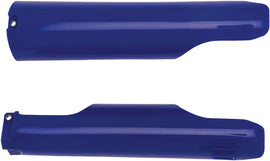 Acerbis blue fork guard for motorcycle suspension, with protective design and branding visible on the blue plastic cover.