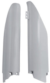 White Acerbis fork guard for motorcycles, model 21137-30002, designed to protect forks during riding.