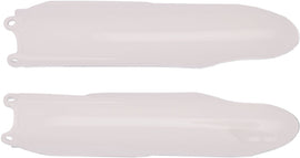 Acerbis white fork guard for motorcycle front suspension, model 21137-60002, shown on a motorcycle fork.