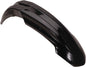 Black Acerbis front fender for motorcycles, featuring a sleek design and durable construction.