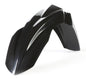 Acerbis black front fender for motorcycles, featuring a sleek design and durable plastic construction.