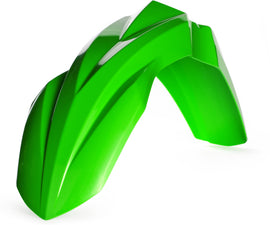 Green Acerbis front fender for motorcycle, part number 26858-00006, with a sleek and durable design.