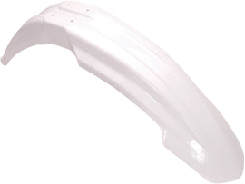 Acerbis front fender in white, designed for motorcycle protection, featuring a sleek, durable plastic construction.