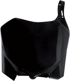 Black Acerbis front number plate for motorcycles, featuring the Acerbis logo and mounting holes for easy installation.