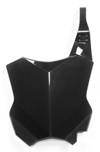 Charger l'image dans la galerie, Black Acerbis front number plate for motorcycle, with sleek design and mounting points, model 24493-90001.