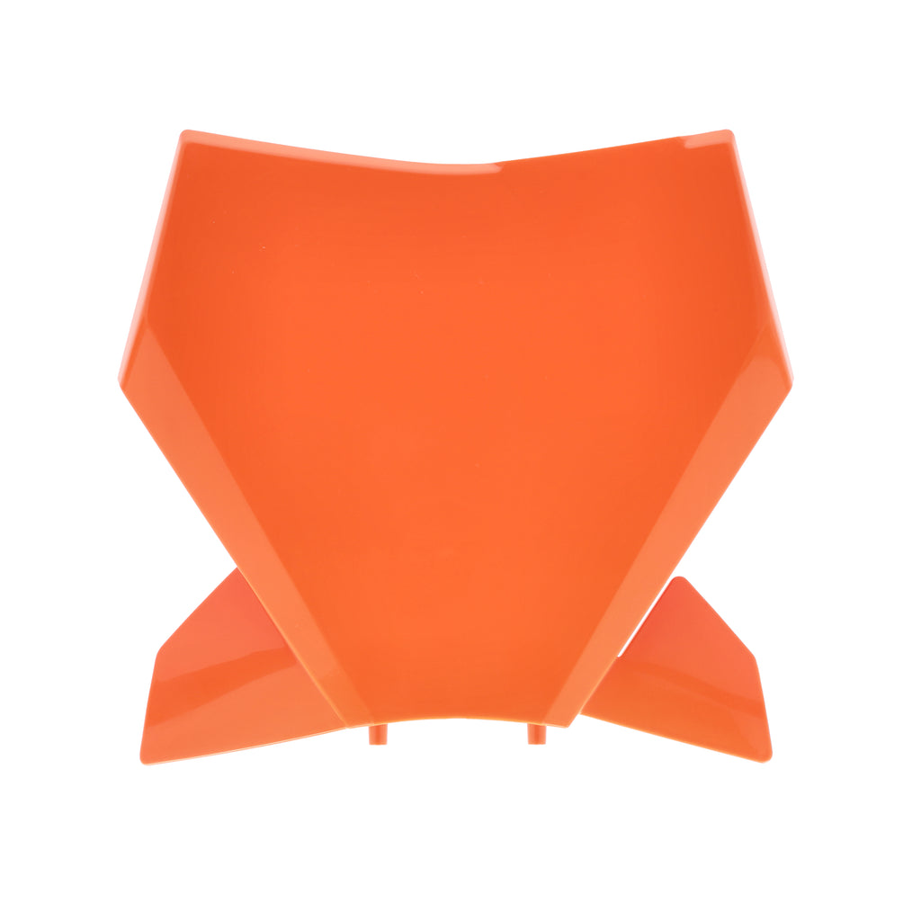 Acerbis KTM orange front # plate with mounting holes, designed for KTM motorcycle front fender or number plate.