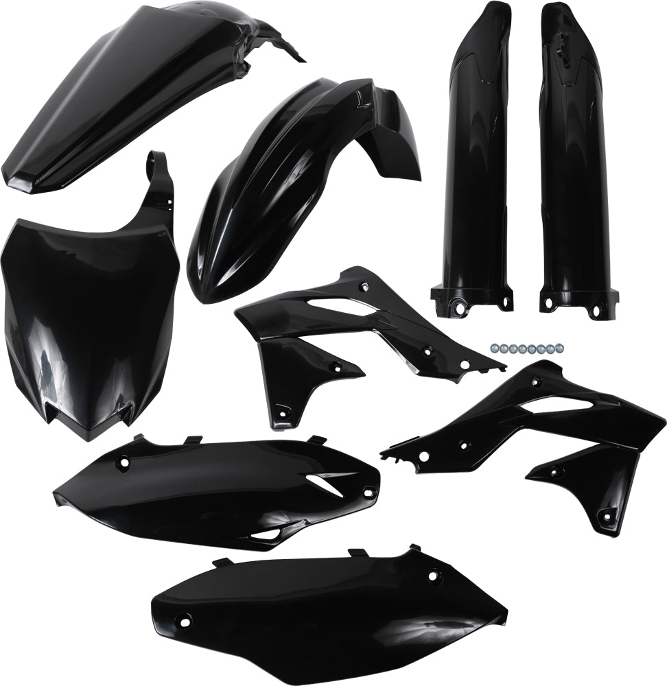 Acerbis full plastic kit in black, designed for motorcycle protection and customization, featuring durable plastic panels.