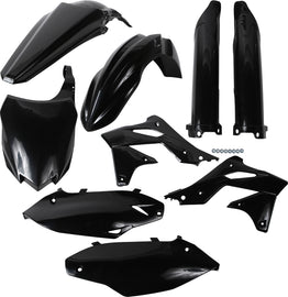 Acerbis full plastic kit in black, designed for motorcycle protection and customization, featuring durable plastic panels.