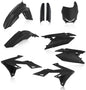 Acerbis black full plastic kit for motorcycle, includes various plastic panels and components for bike customization.