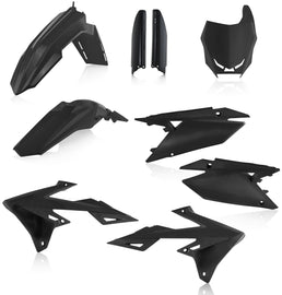 Acerbis full plastic kit in black, designed for motorcycle protection and replacement, with various plastic parts assembled together.