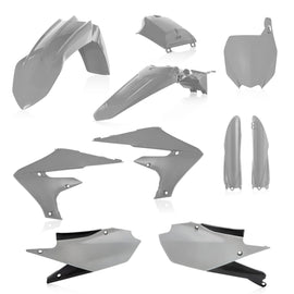 Acerbis full plastic kit in grey, designed for motorcycle protection, showing various plastic panels and components.