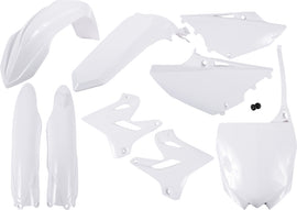 Acerbis full plastic kit in white with various panels and parts, designed for motorcycle or dirt bike customization.