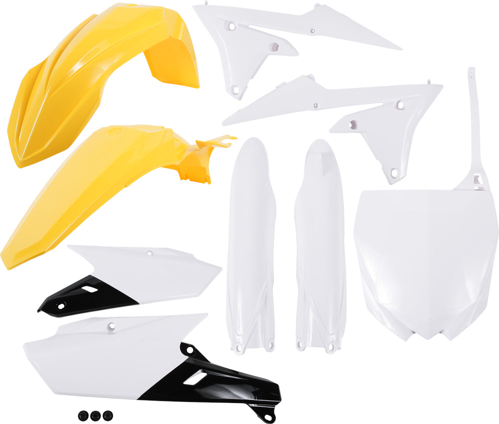 Acerbis full plastic kit in bright yellow for motorcycle, featuring durable plastic components for maintenance and customization.