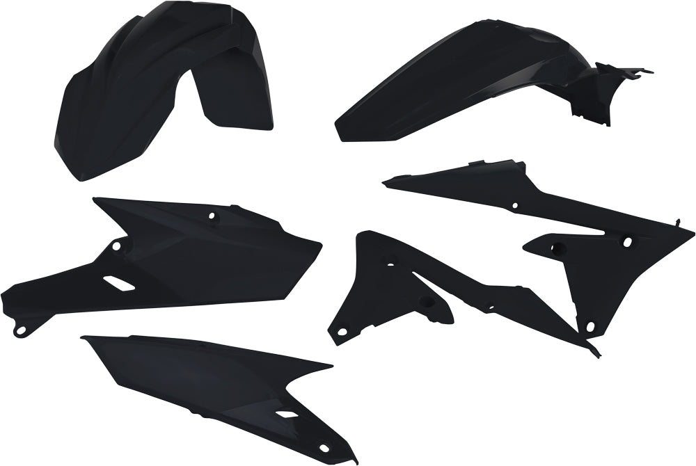 Acerbis black plastic kit for motorcycle, includes various plastic parts, designed for durability and fitment.