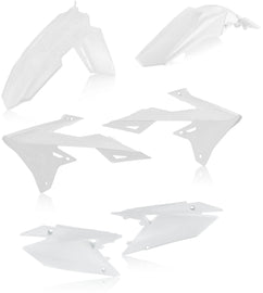 Acerbis White Plastic Kit 26865-40002 featuring various motorcycle plastic components on a clean surface
