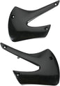 Black Acerbis radiator shrouds for off-road motorcycles, featuring a durable plastic construction and sleek design.