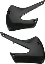 Charger l'image dans la galerie, Black Acerbis radiator shrouds for motorcycle, featuring a sleek design and durable construction for optimal cooling and protection.