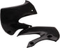 Black Acerbis radiator shrouds for motorcycles, featuring a sleek design and durable construction.