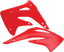 Red Acerbis radiator shrouds for motorcycles, featuring durable plastic design and vibrant color, part number 1590-3744.