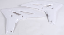 Charger l'image dans la galerie, White Acerbis radiator shrouds for motocross bikes, with sleek design and branding visible in the image.