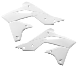 Acerbis radiator shrouds in white for motorcycle cooling system, featuring sleek design and durable plastic construction.