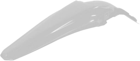 White Acerbis rear fender for motorcycle, model 22504-10002, mounted on bike showing its sleek design and fit.