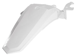 Acerbis rear fender in white for motorcycles, part number 24496-70002, designed for durable mud and debris protection.