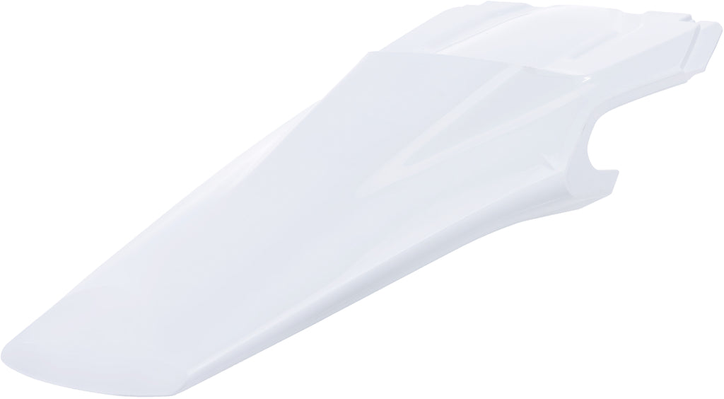 Acerbis white rear fender for motocross or dirt bikes, made of durable plastic with mounting points visible.