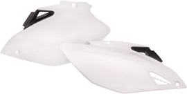 White Acerbis side panels for motorcycle, model 1591-3906, featuring durable plastic construction and sleek design.