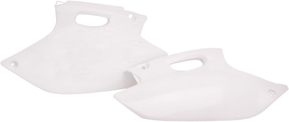 White Acerbis side panels for motorcycles, model 1591-5706, featuring durable plastic construction and sleek design.
