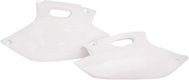 White Acerbis side panels for motorcycles, model 1591-5706, featuring durable plastic construction and sleek design.
