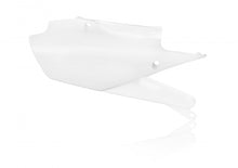Charger l'image dans la galerie, Acerbis white side panels for motorcycle, featuring the brand logo and sleek design, model 26858-80002.