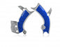 Acerbis X-Grip Frame Guard in silver and blue for motorcycle protection, featuring durable material and sleek design.