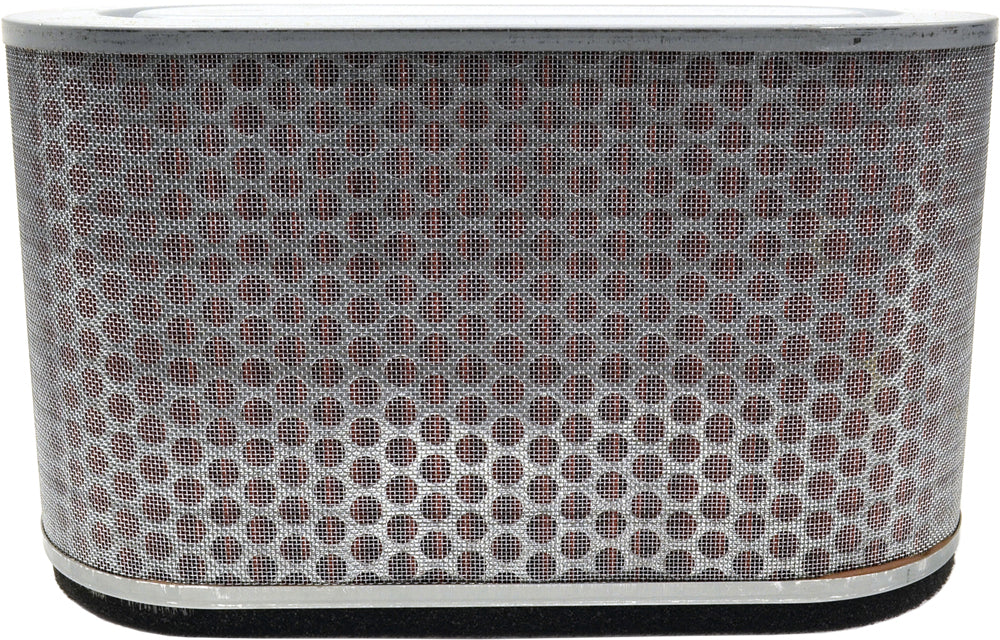 Emgo air filter 78-9323 for motorcycles, showing a rectangular air filter with pleated paper media and black rubber edges.