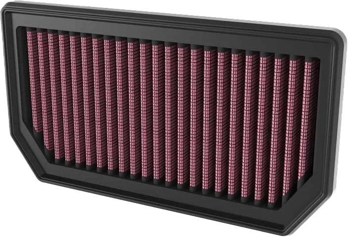 K&N Air Filter Apr 716620 showing a close-up of the high-performance air filter with a black pleated design for vehicle intake systems.