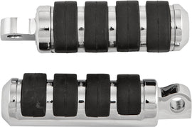 HardDrive chrome passenger footpegs with male mount, designed for motorcycle hard drive foot controls, shiny and durable.