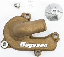 Load image into Gallery viewer, Boyesen magnesium waterpump cover and impeller kit for motorcycles, showing the cover and impeller components.