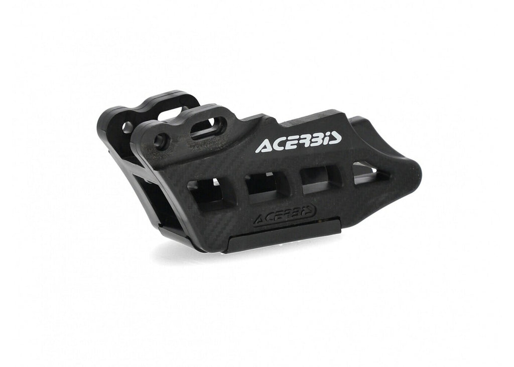 Acerbis black chain guide body for motorcycle, showing the durable plastic construction and mounting points.