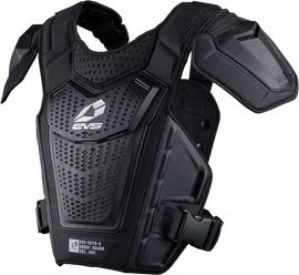 EVS Revo 5 Roost Defender in black and white, large/XL size, protective gear for motocross or mountain biking.